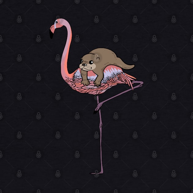 Flamingo and Otter by huebucket